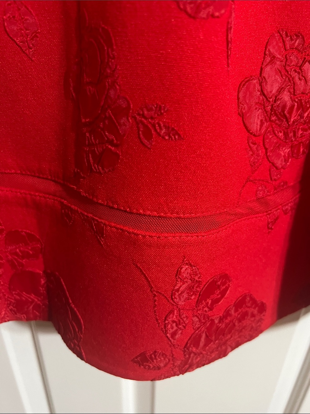 Taylor Red Floral Jacquard Midi Dress - Picture 5 of 9